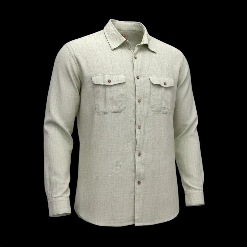 Jos. A. Bank Shirt Men's XL Green 100% Linen Traditional Fit Button-Up